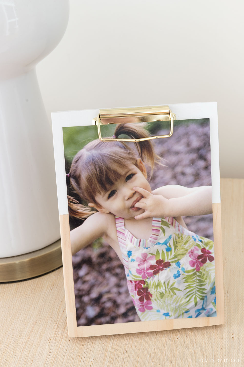 This wood clipboard with stand is the cutest for displaying a photo!