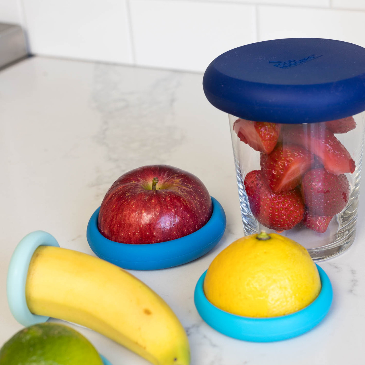 These reusable food huggers are the best for storing cut fruits and veggies!