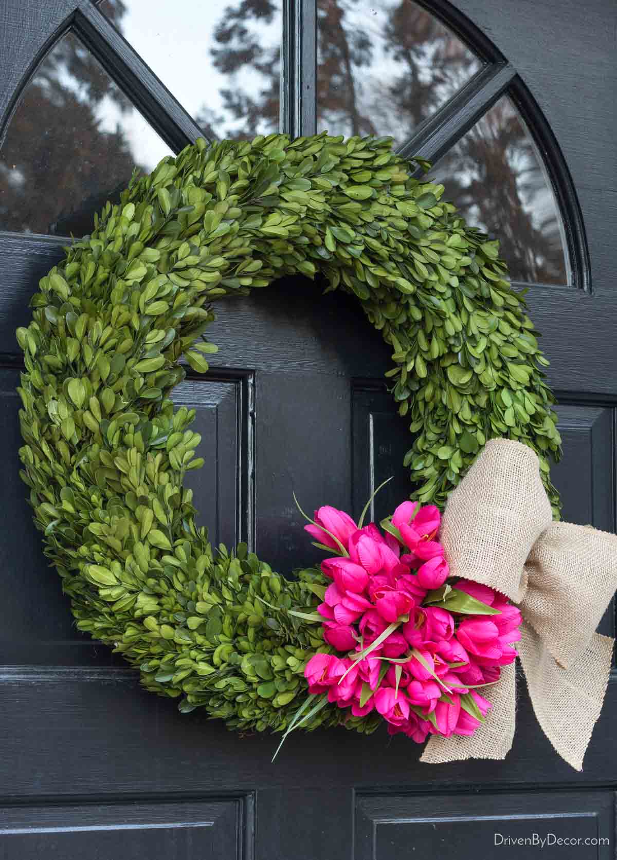 Boxwood tulip spring wreath from Etsy