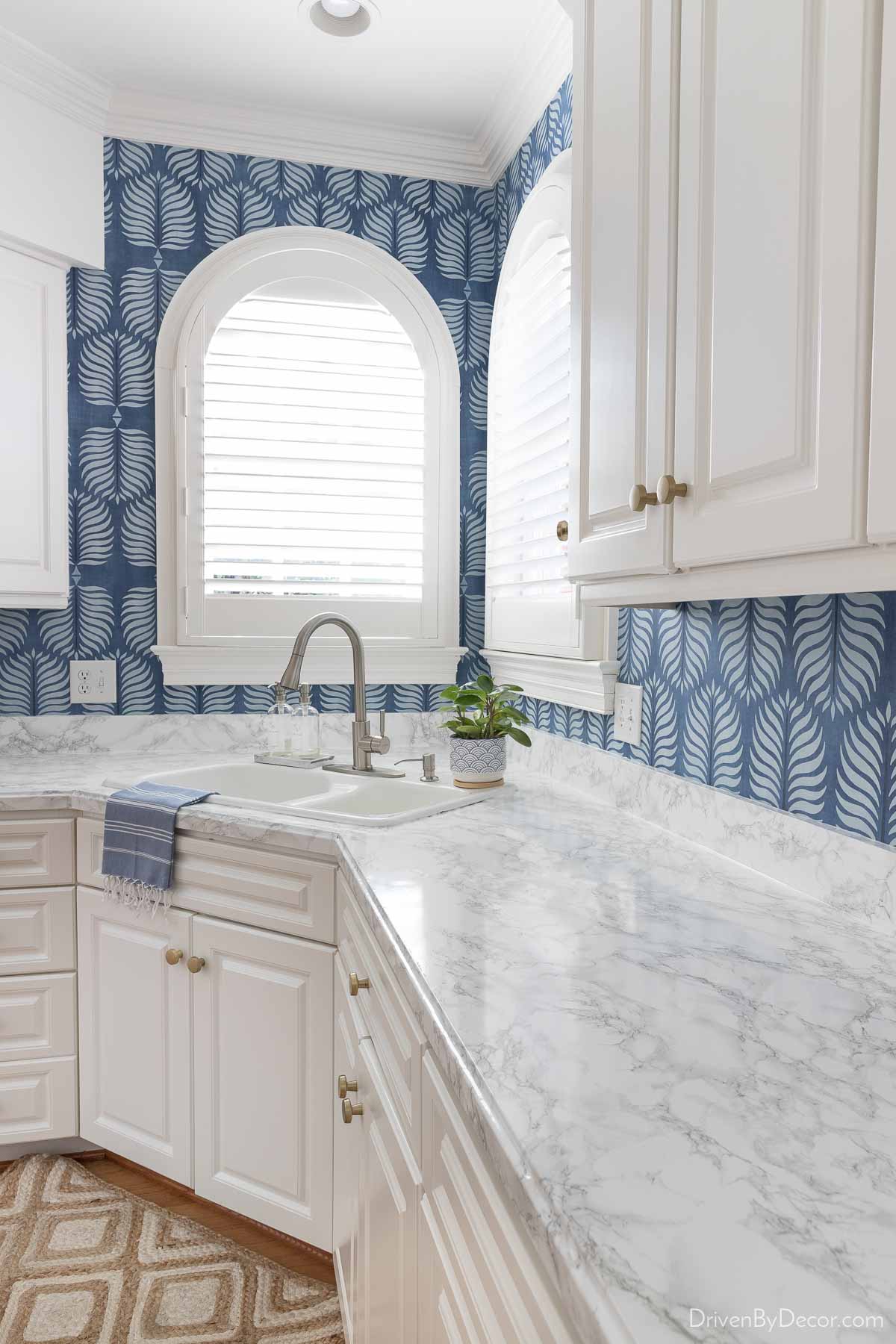 Faux Tile Wallpaper Backsplash