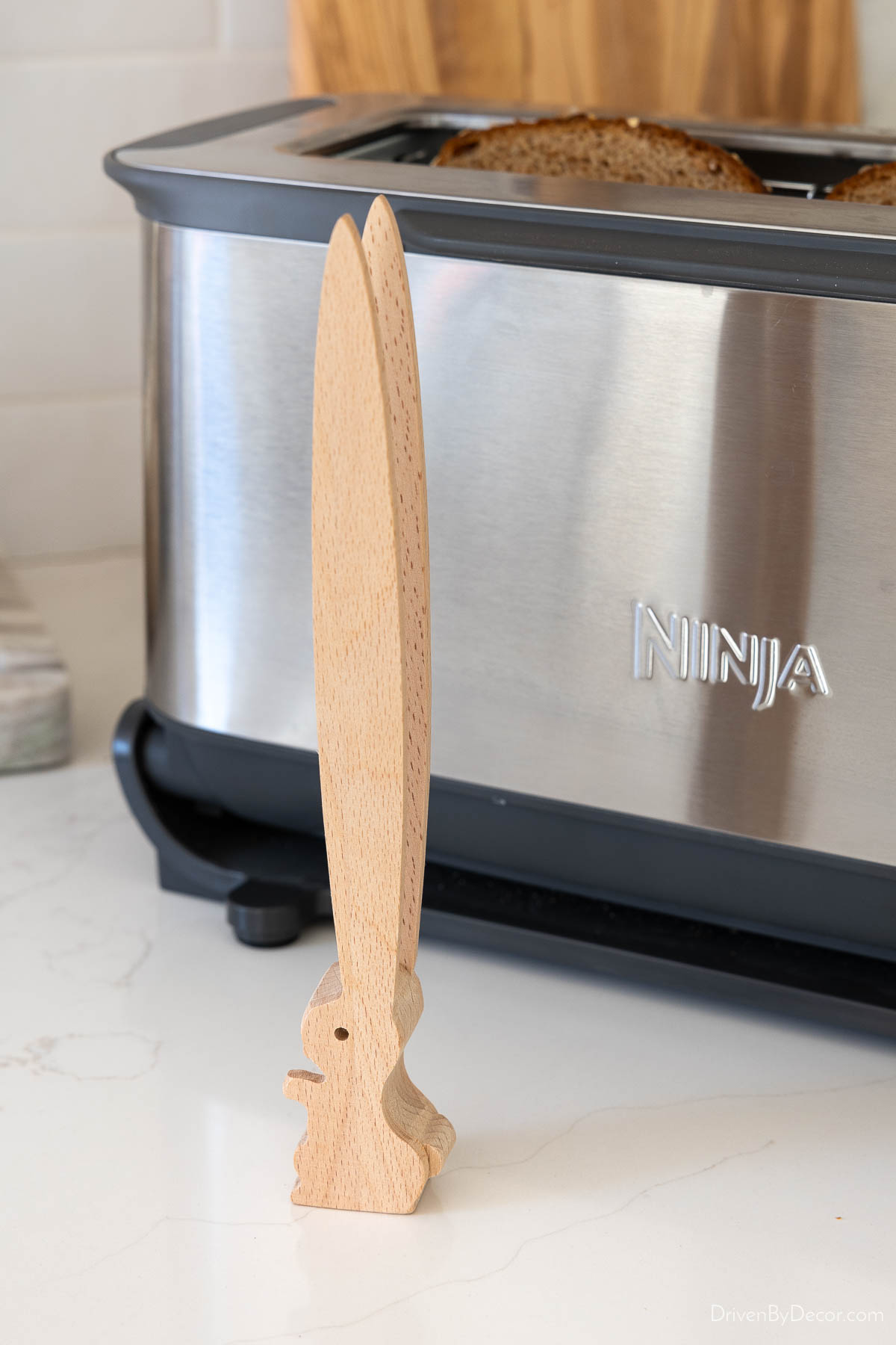 Wood bunny toaster tongs