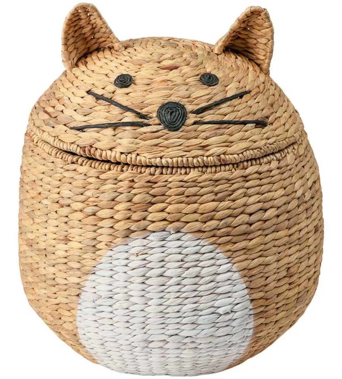 The cutest woven cat hamper with lid