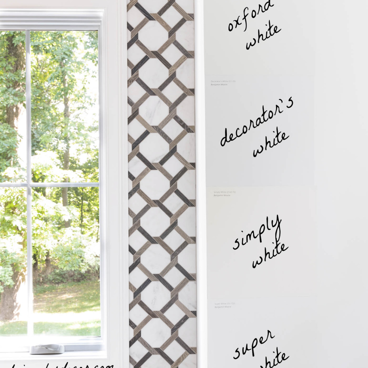 So helpful to see how Chantilly Lace compares to other similar paint colors!