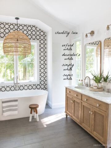 Great post about Benjamin Moore Chantilly Lace and how it compares to other white paint colors!