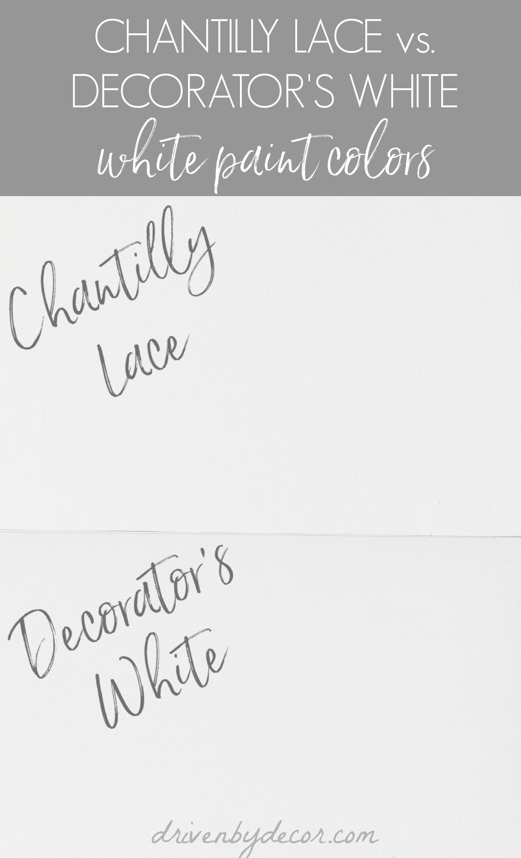 Benjamin Moore Chantilly Lace vs. Decorator's White paint colors