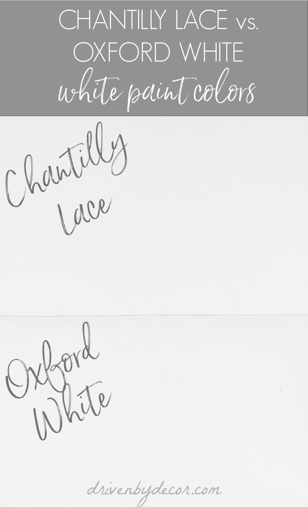 Benjamin Moore Oxford White vs. Chantilly Lace paint colors