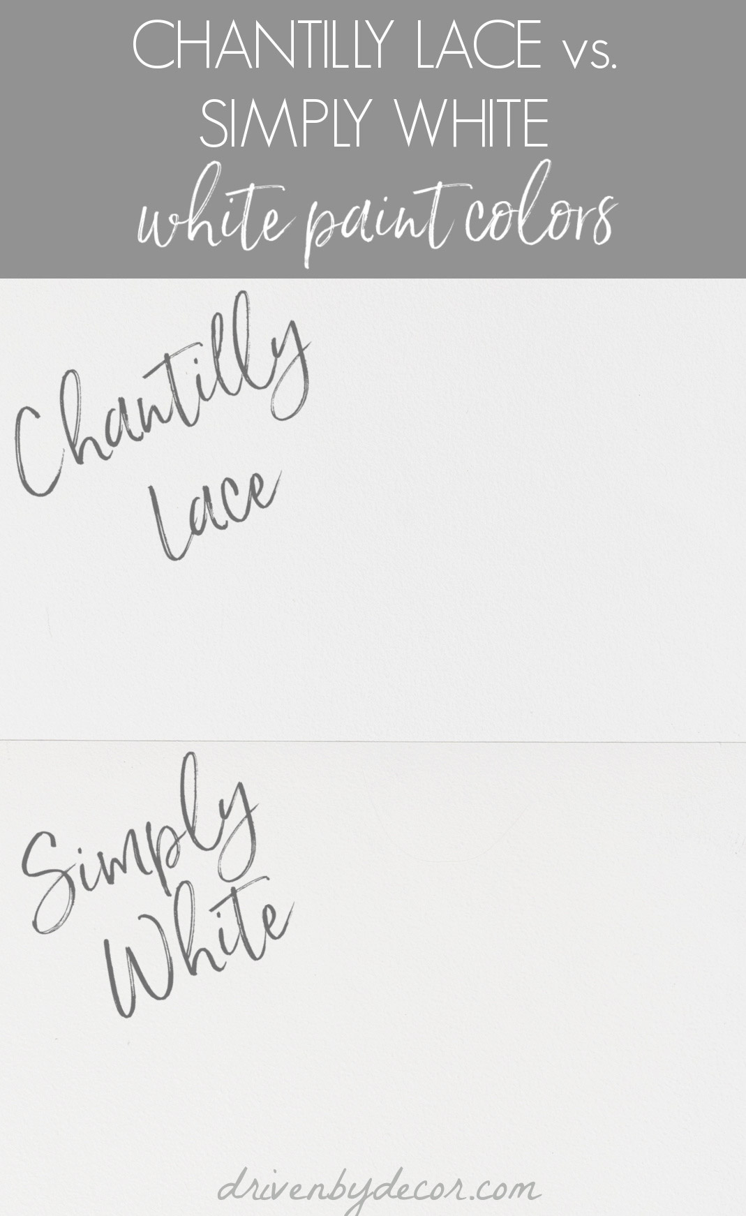 Benjamin Moore Chantilly Lace vs. Simply White paint colors