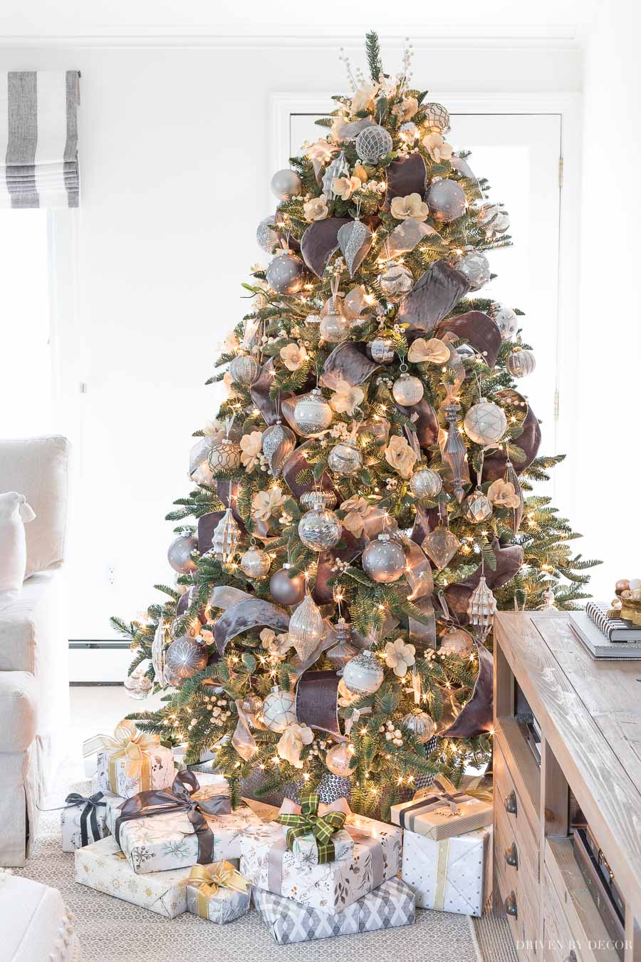 This faux Christmas tree is a favorite - SO full and realistic!