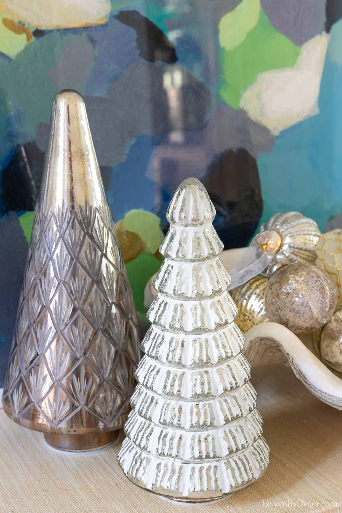 Mercury glass Christmas trees