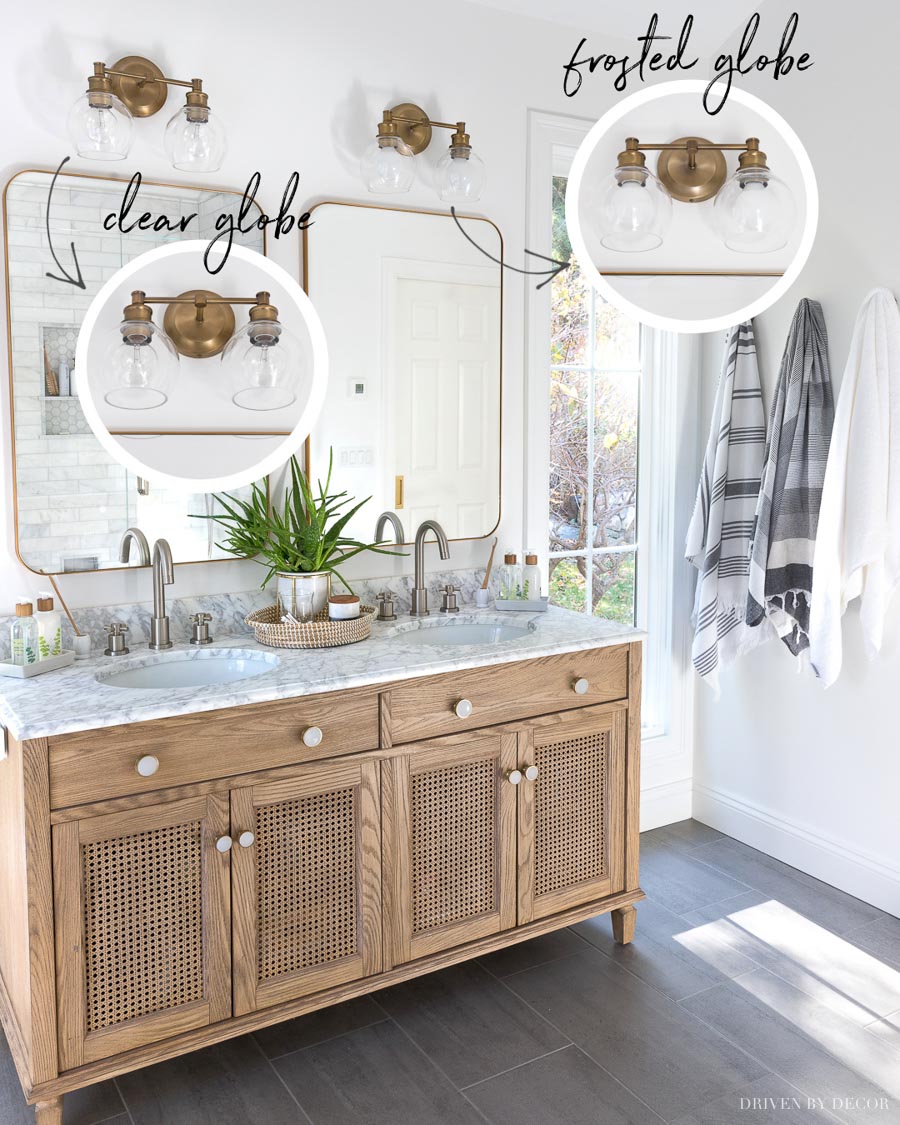 Love the look of these globe bulbs in bathroom vanity lights!