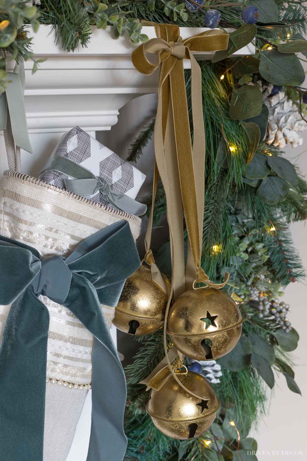 Love these large gold jingle bells for Christmas decorating!