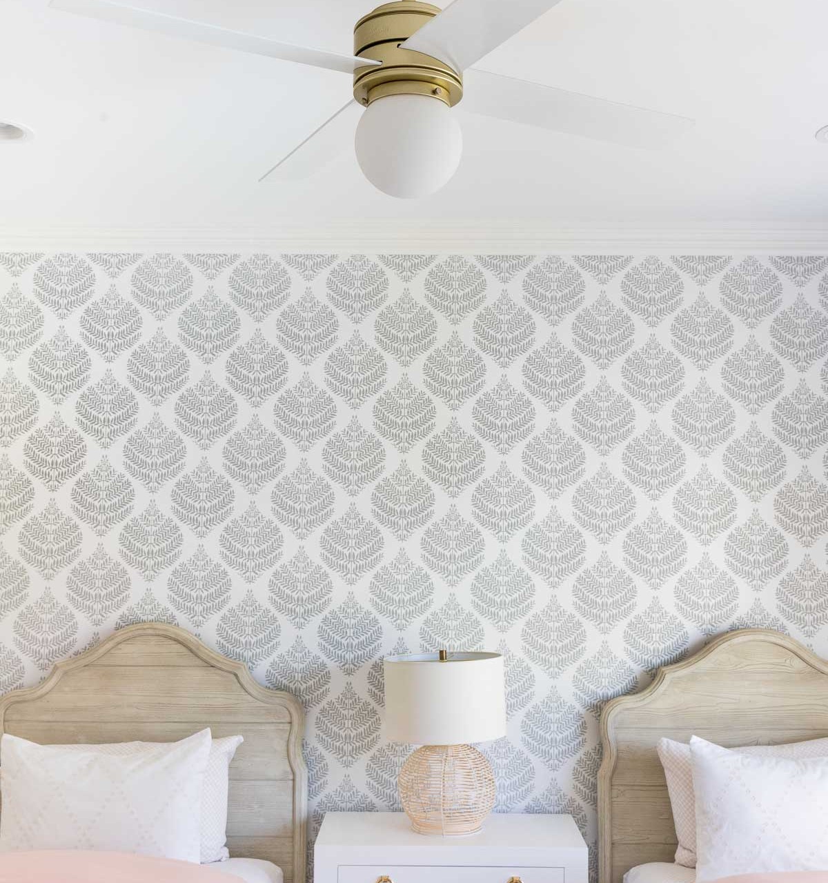 Love this stylish ceiling fan I added to my girls' bedroom