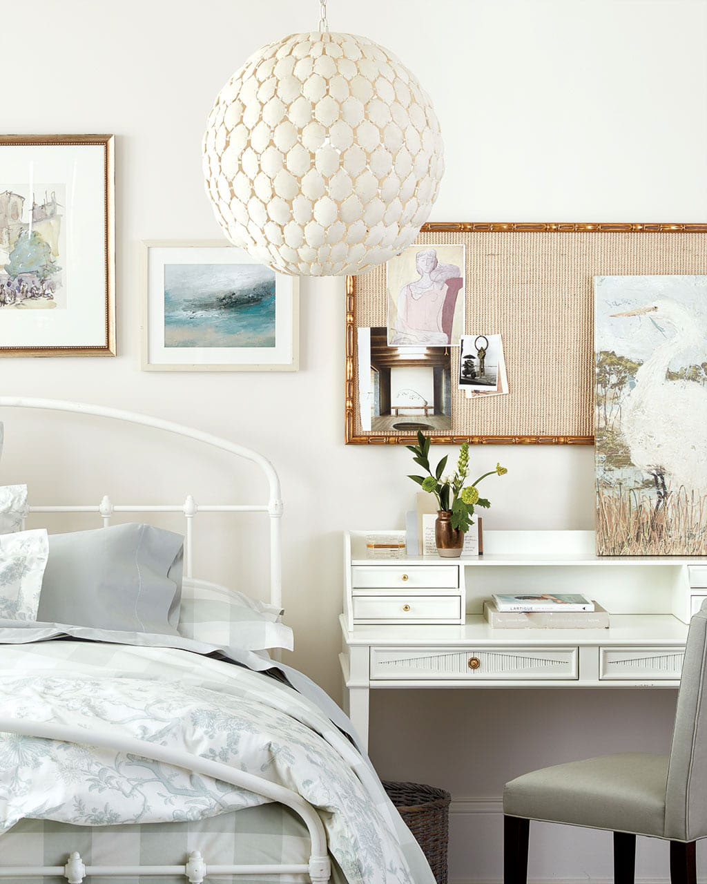 Double duty decor is a 2021 design trend such as this desk that's also used as a nightstand!