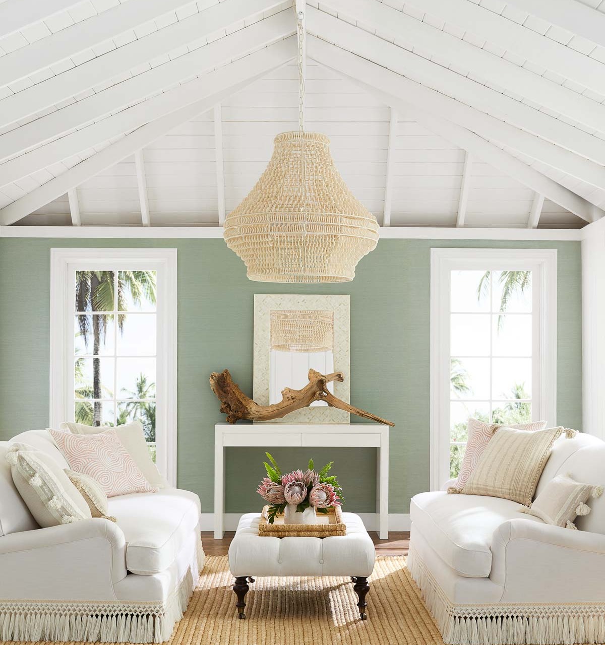 2021 design trends - LOVE the fringe on these gorgeous sofas!