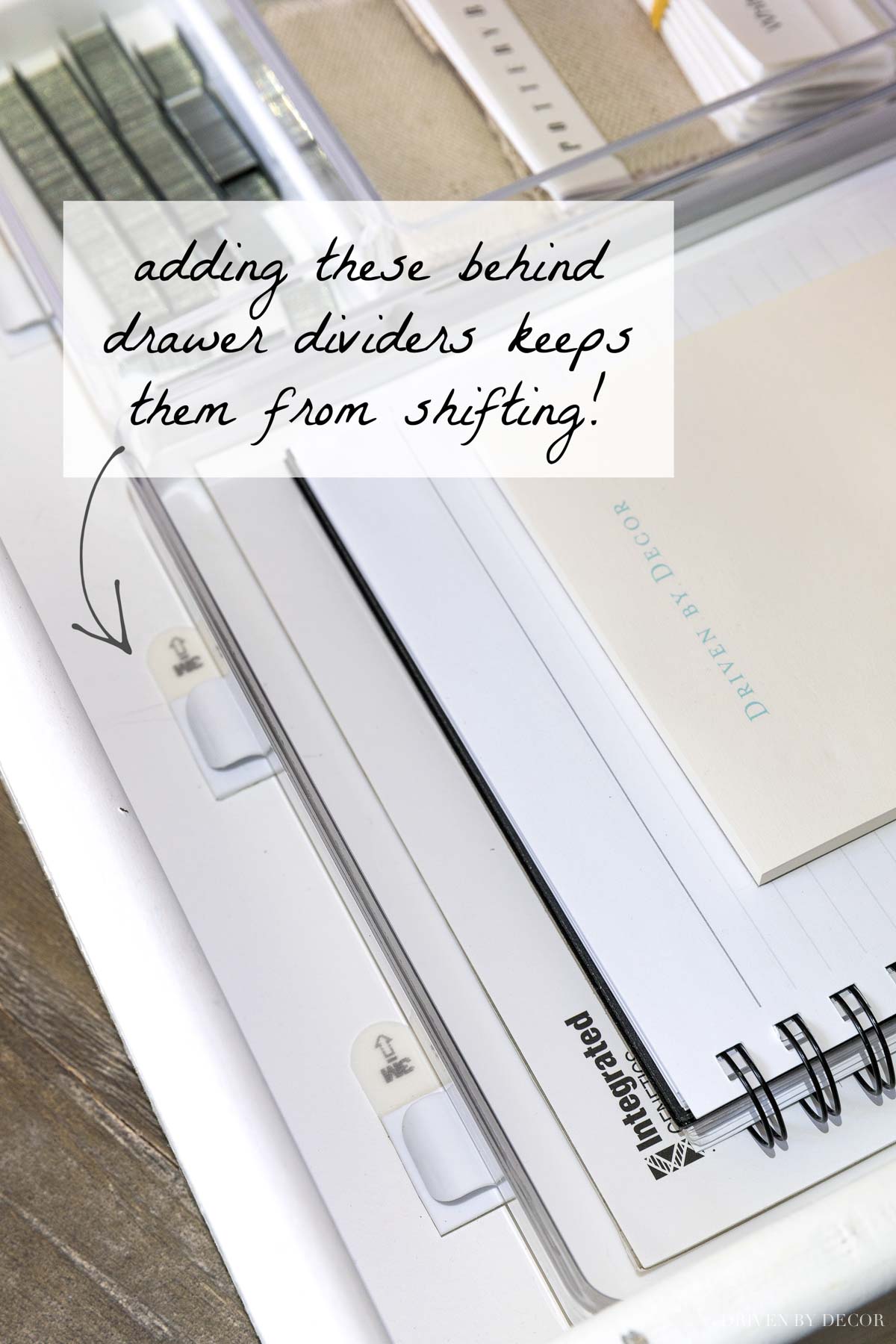 Love this tip for keeping drawer dividers from shifting when you open and close your drawer!