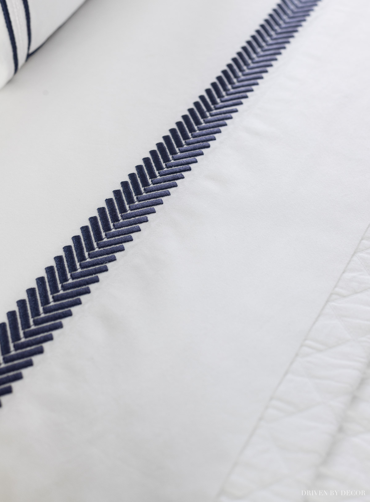 Gorgeous navy embroidered sheet set!