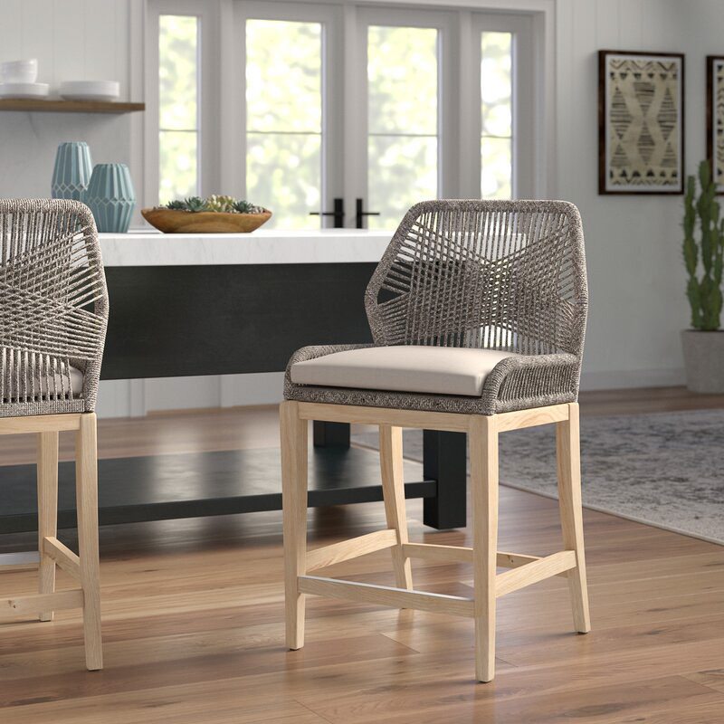 This counter stool has the most gorgeous loom design!