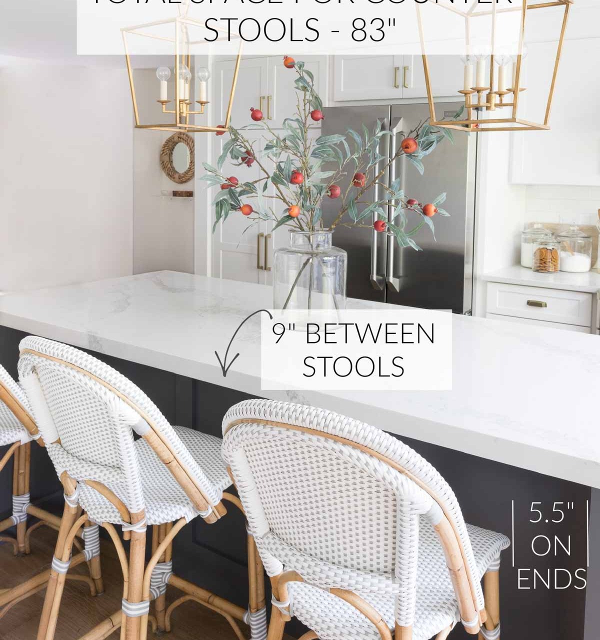 Helpful info on how much space to allow between your counter stools!