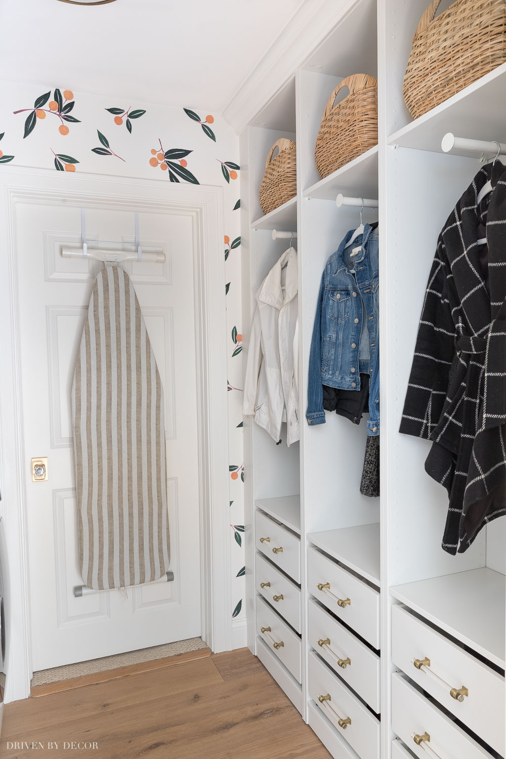 Ikea Pax wardrobes installed in our laundry room to create storage for shoes and coats!