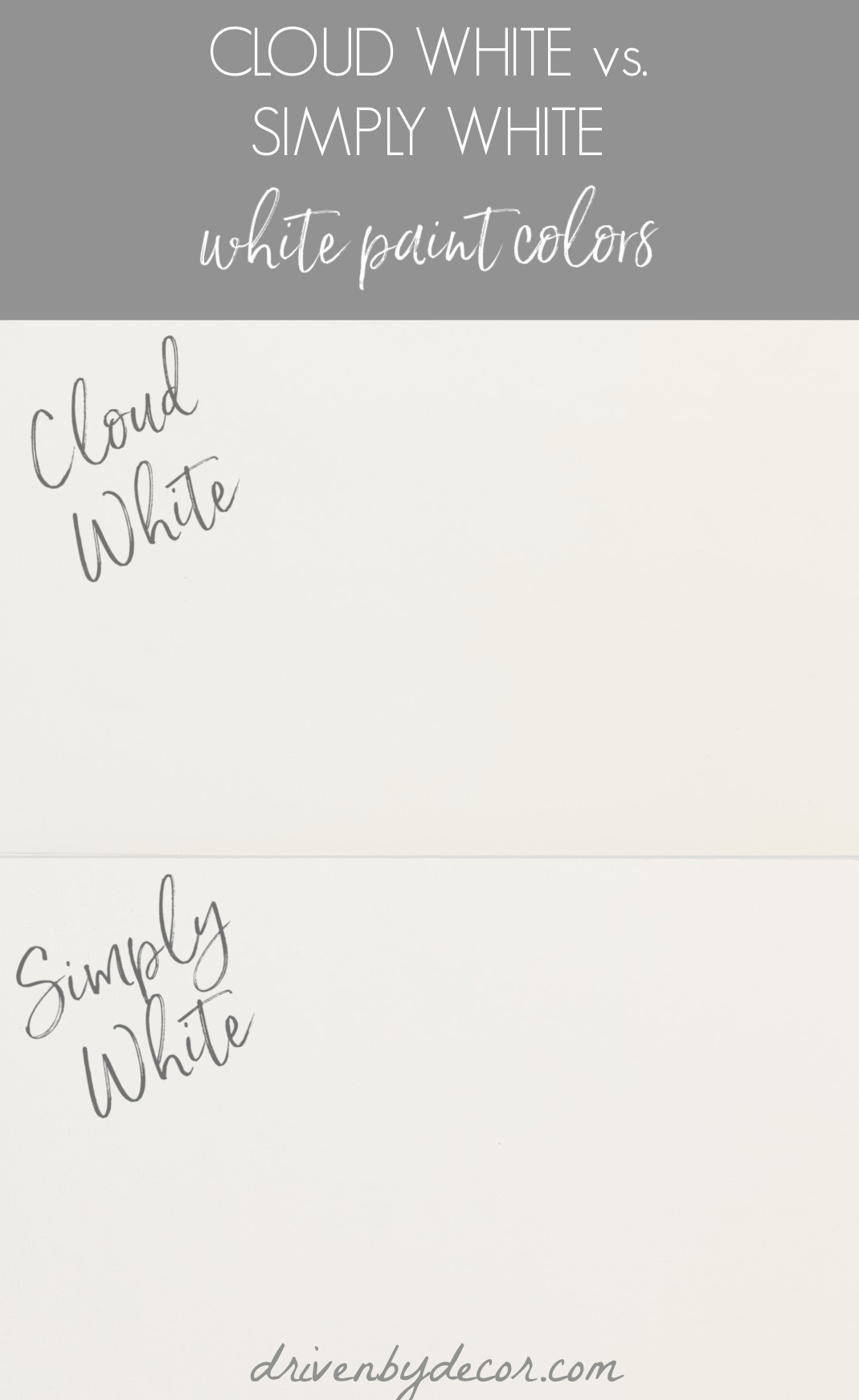 Benjamin Moore Cloud White vs. Simply White paint colors