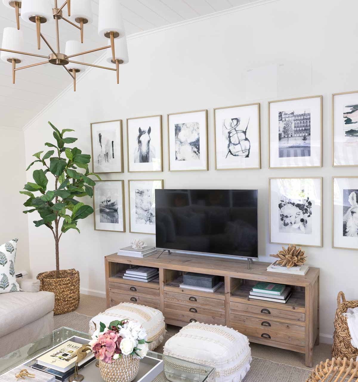 The artificial flowers and tree in our living room!