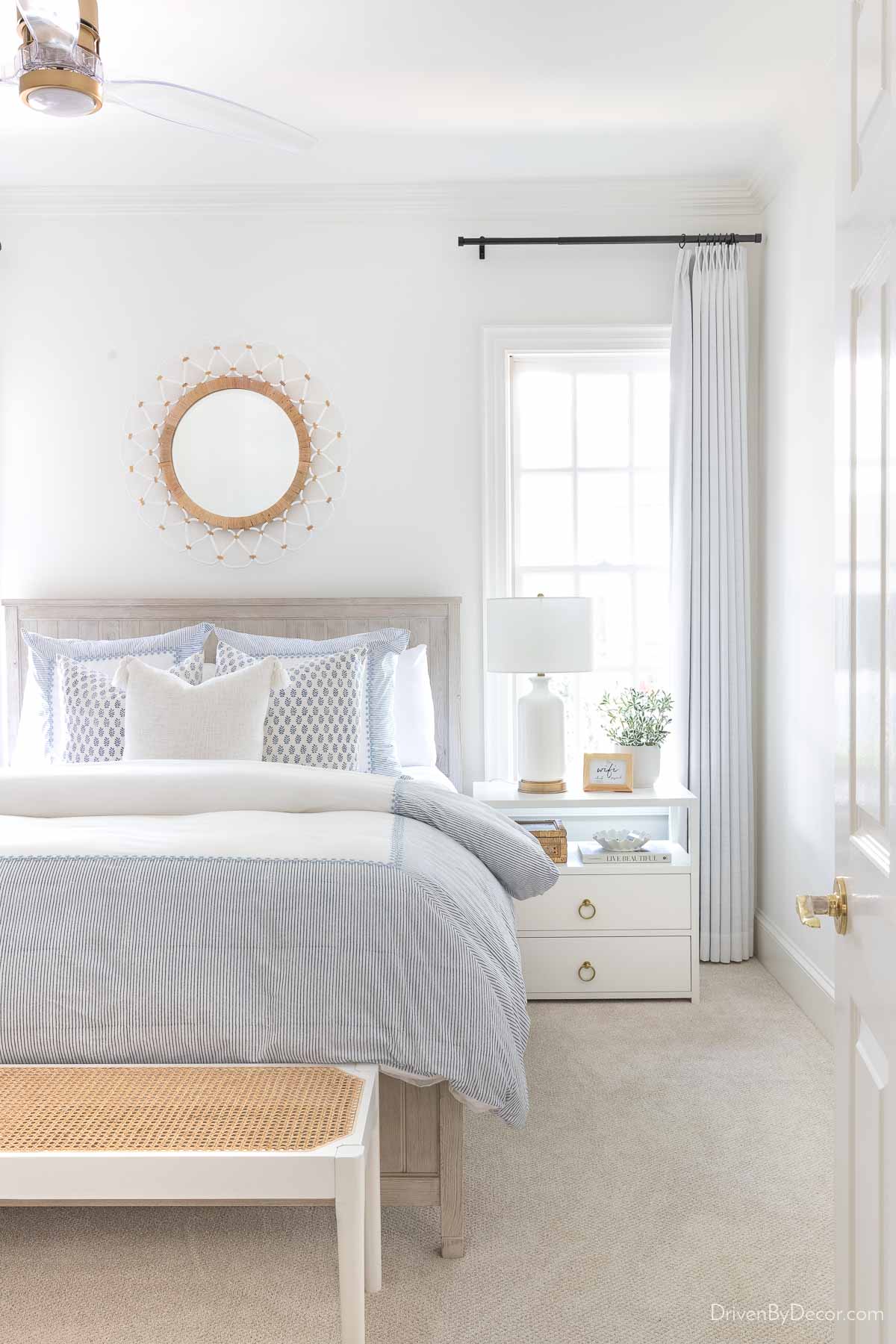 Bedroom painted Benjamin Moore Simply White
