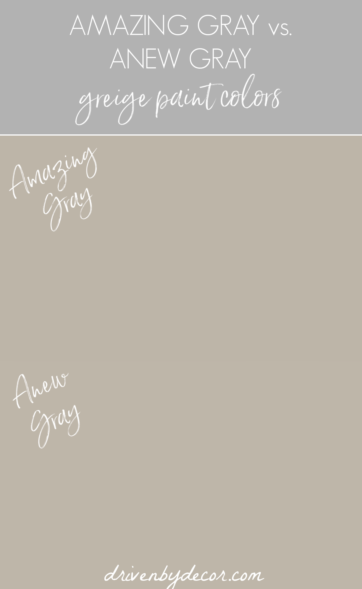 Amazing Gray vs. Anew Gray greige paint colors