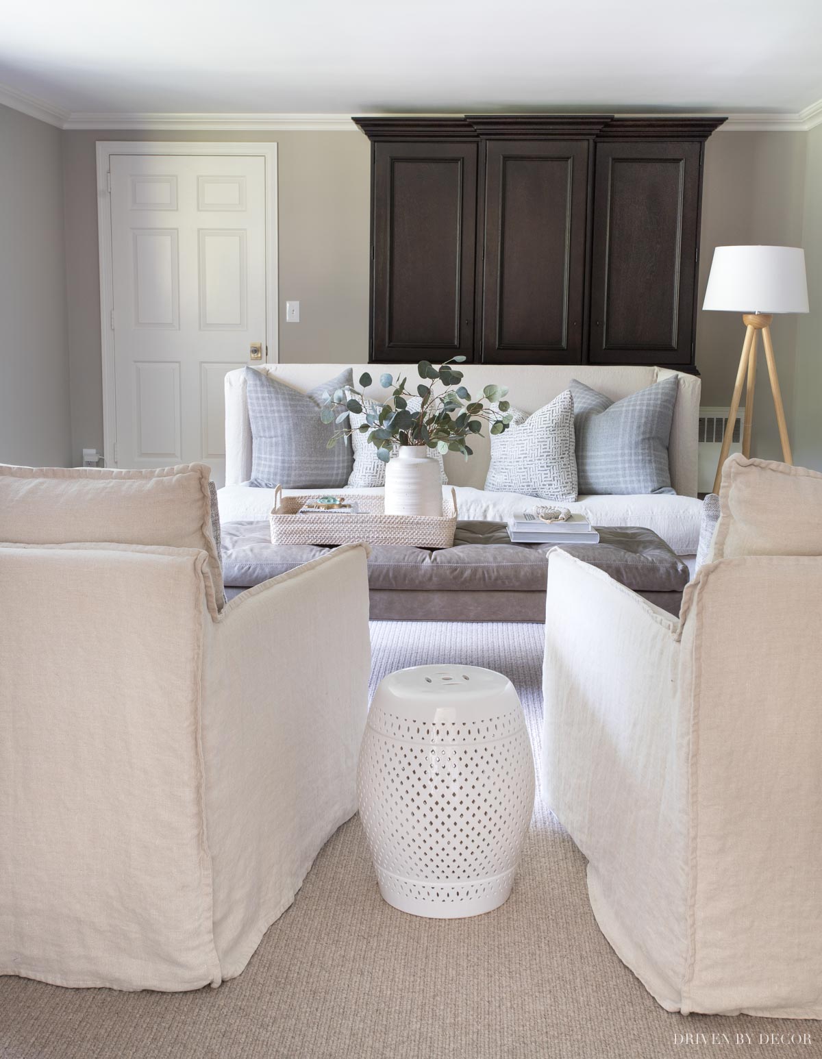 Our living room painted in Sherwin Williams Anew Gray