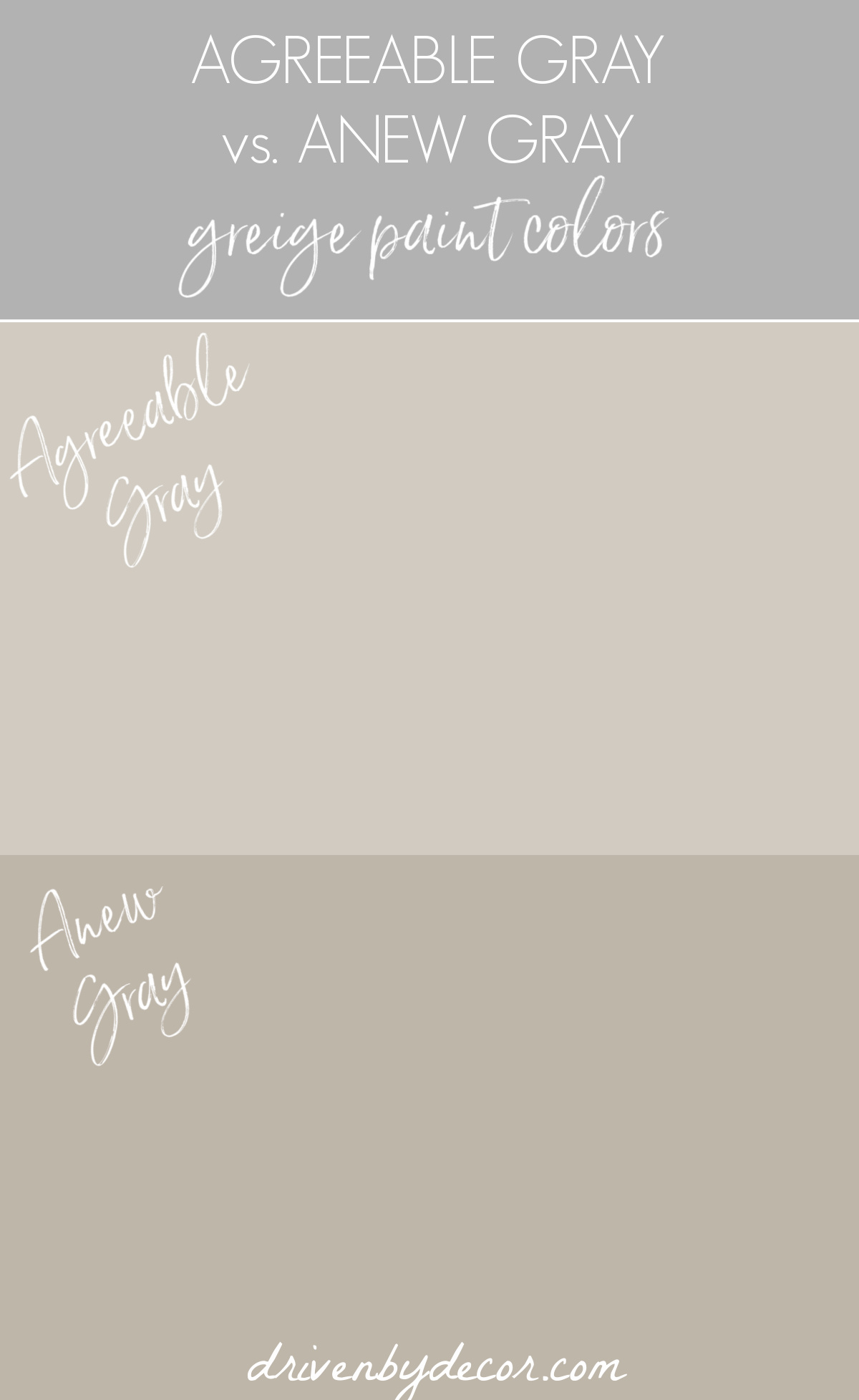 Anew Gray vs. Agreeable Gray greige paint colors