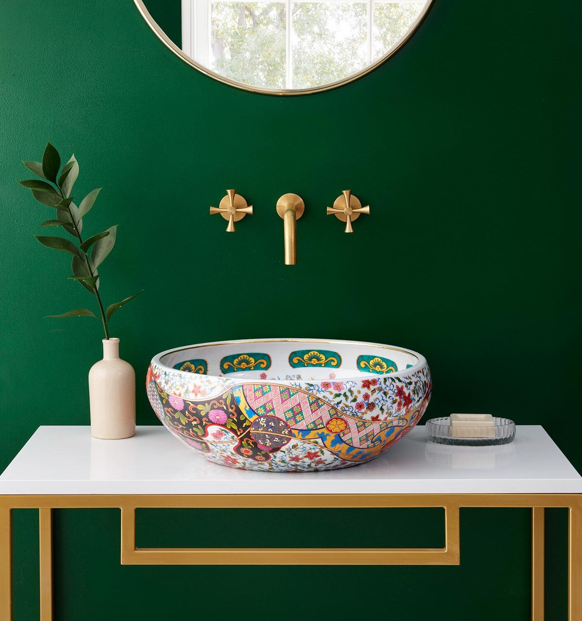Colorful porcelain sink basin