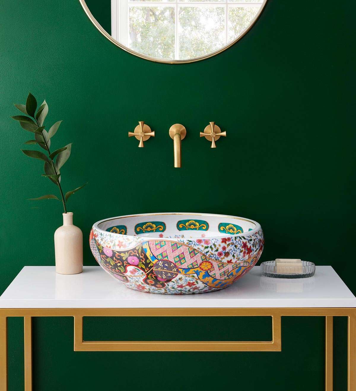 Colorful porcelain sink basin