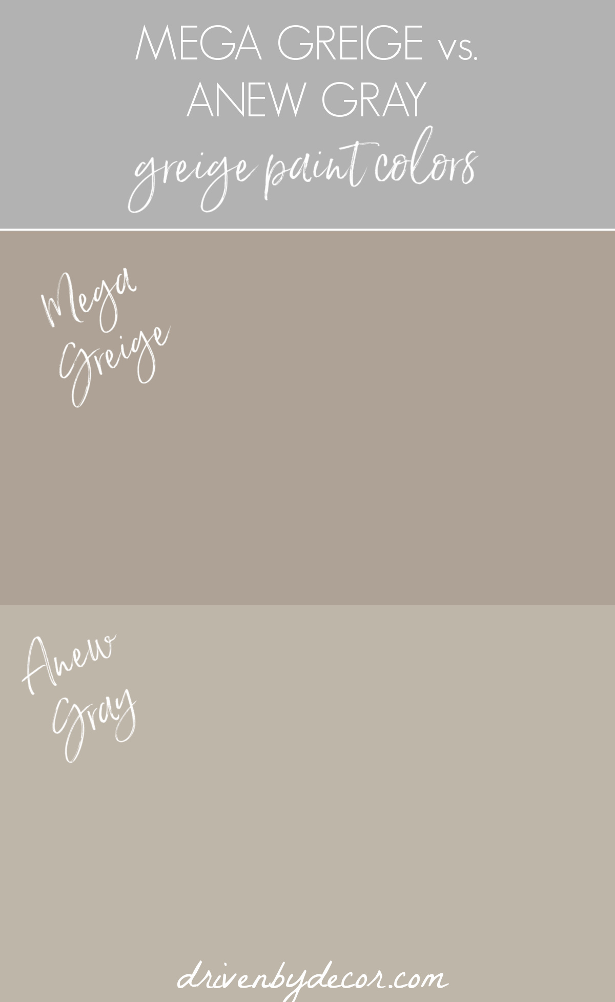 Mega Greige vs. Anew Gray greige paint colors