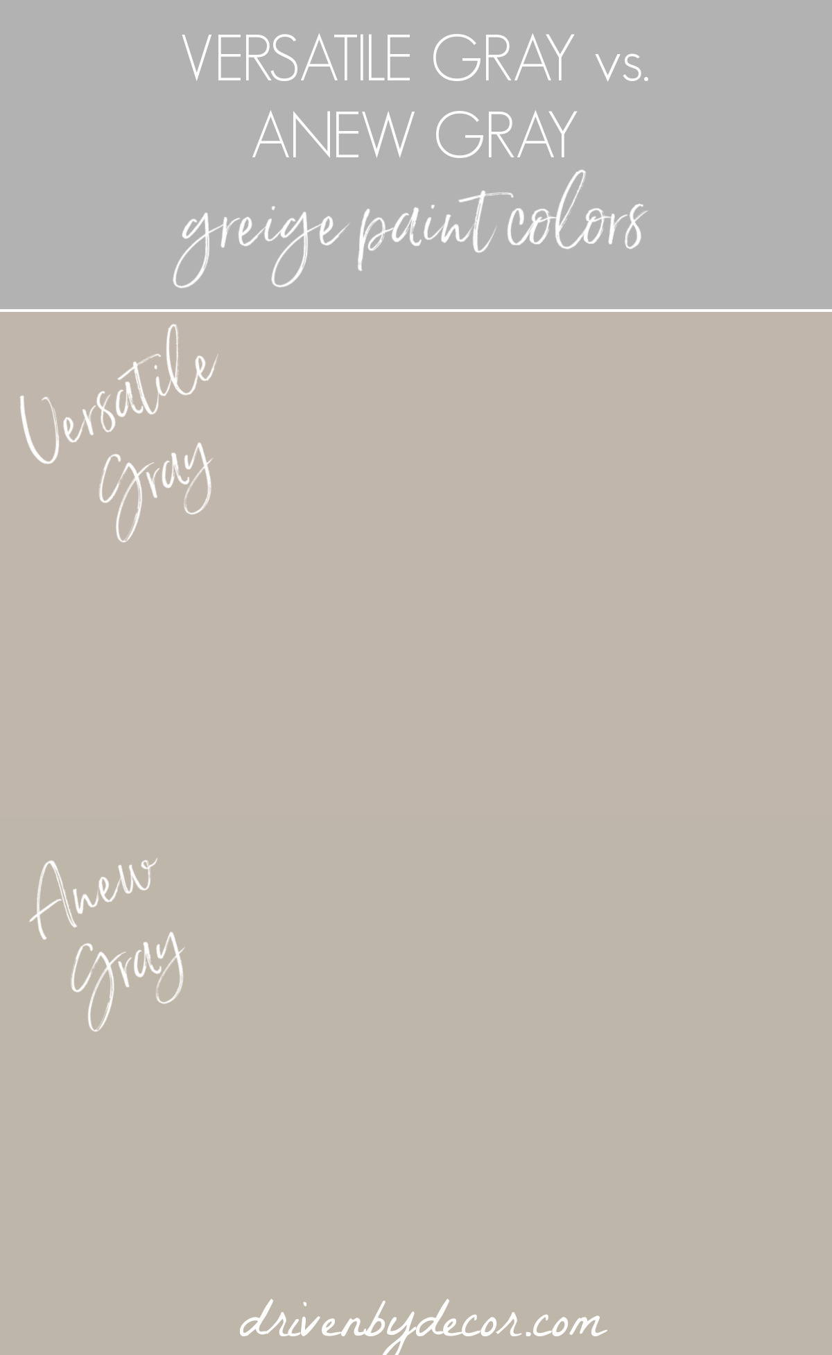Versatile Gray vs. Anew Gray greige paint colors