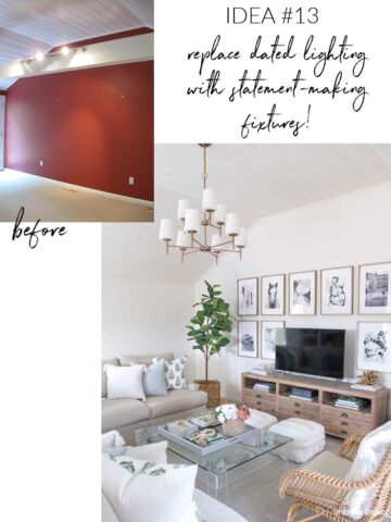 One of my favorite home remodeling ideas is to replace dated lighting with statement making fixtures!