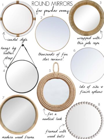 Round powder room mirrors