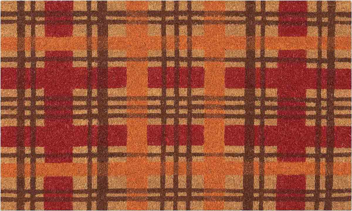 Plaid fall doormat in autumn colors