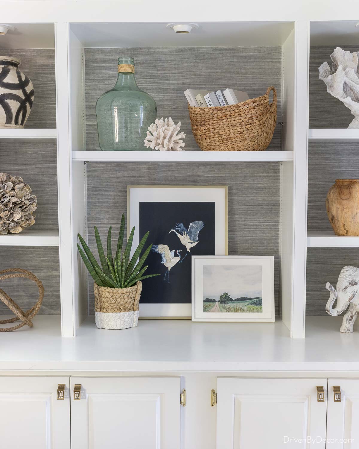 Wallpaper behind shelves in built in bookcase  Family room walls Living  room bookcase Wallpaper bookshelf