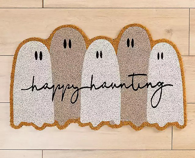 Happy haunting fall doormat with ghosts