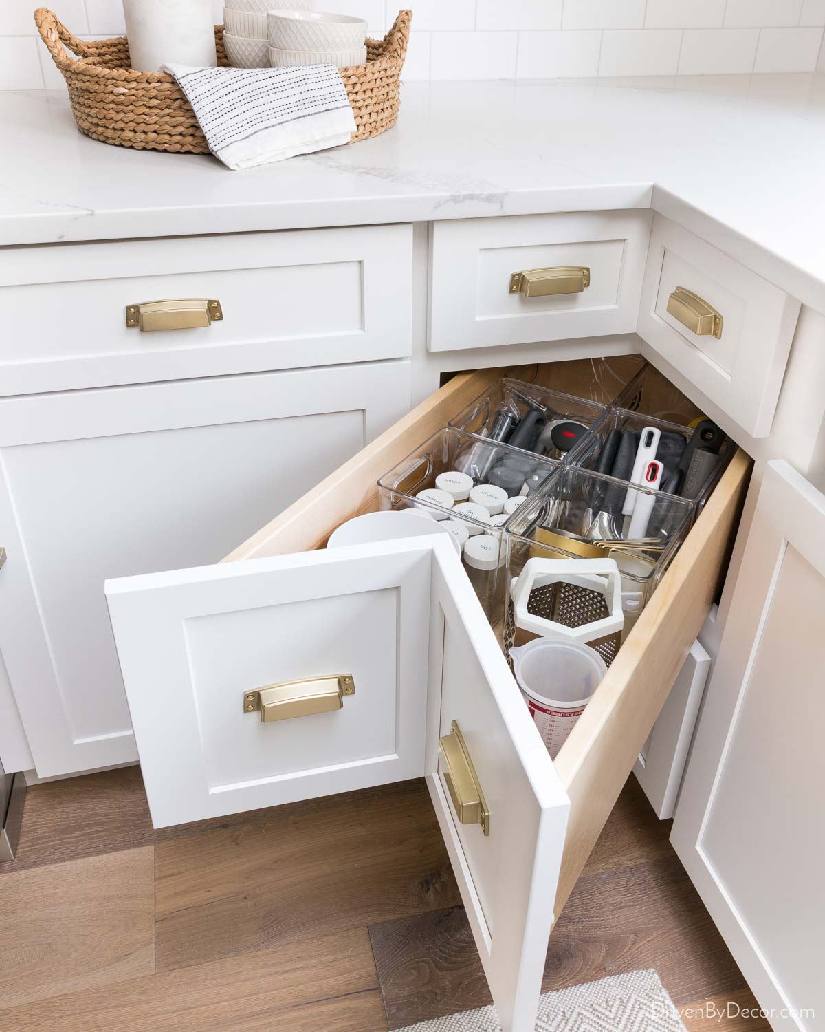 These deep bin kitchen drawer organizers create so much more usable space!