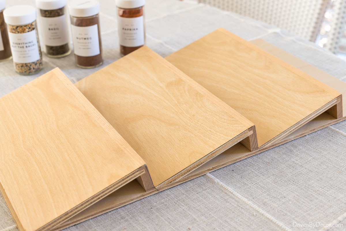 This wood spice drawer organizer was just what we needed in our kitchen!