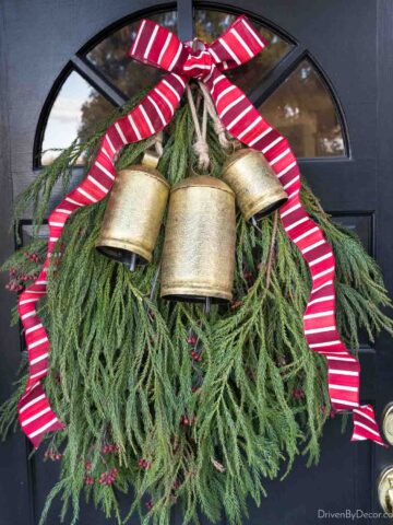 Love these gorgeous etched bells used as part of a holiday swag!