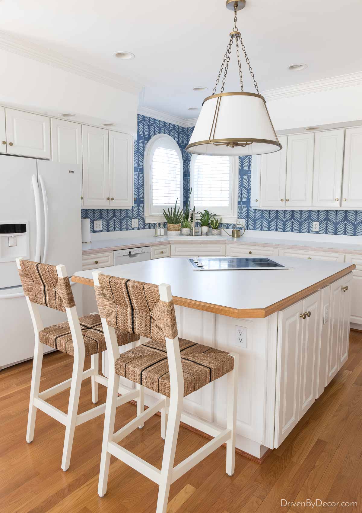 New kitchen shaded chandelier over our island