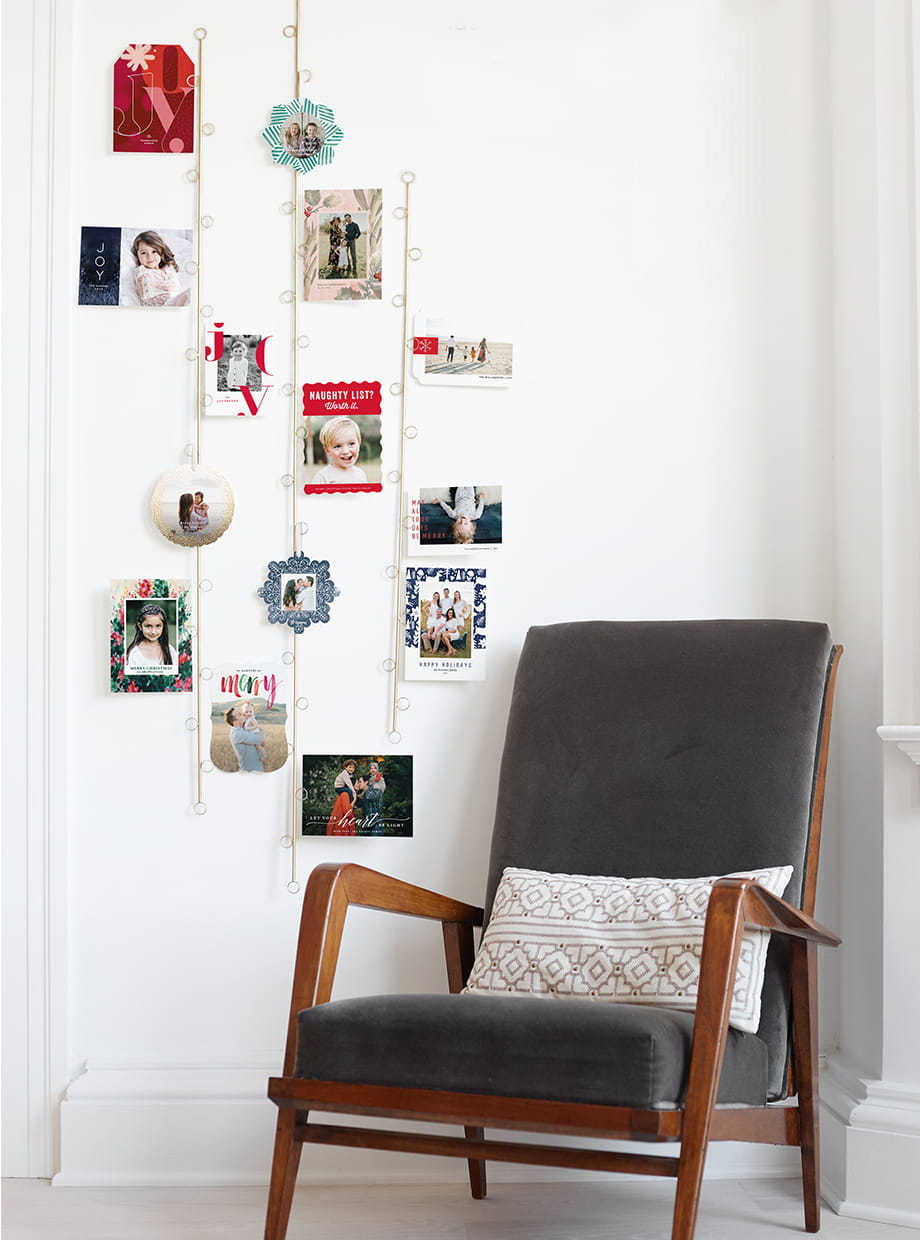 Love these photo bars that are a simple way to display your Christmas cards!