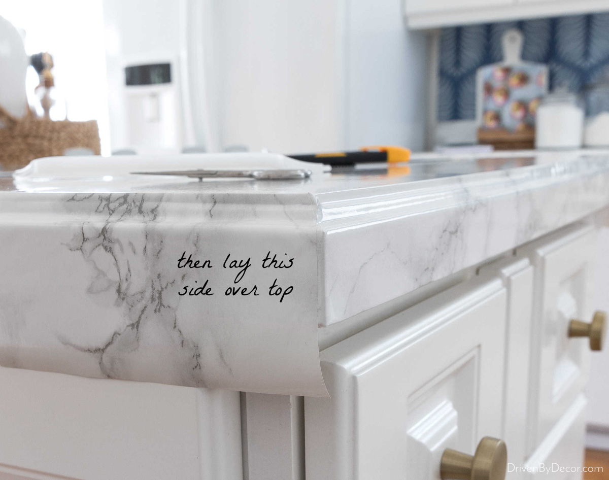 How to fold the corners of your marble contact paper countertops