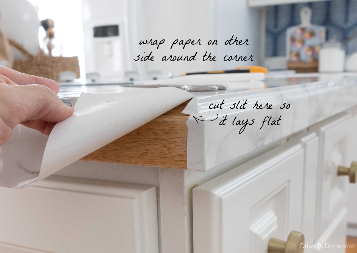 How to fold the corners of your marble contact paper countertops