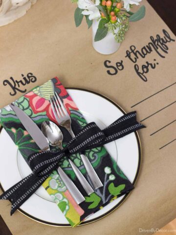 Create a fun Thanksgiving table runner with a roll of kraft paper