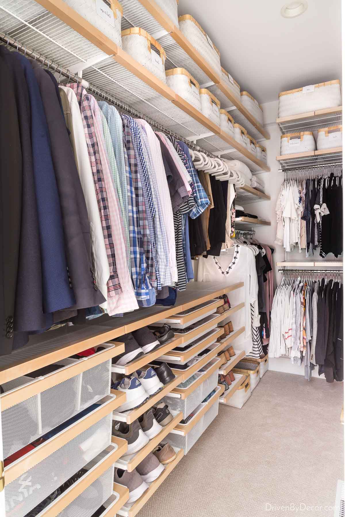 The Elfa closet system we installed in our primary closet!