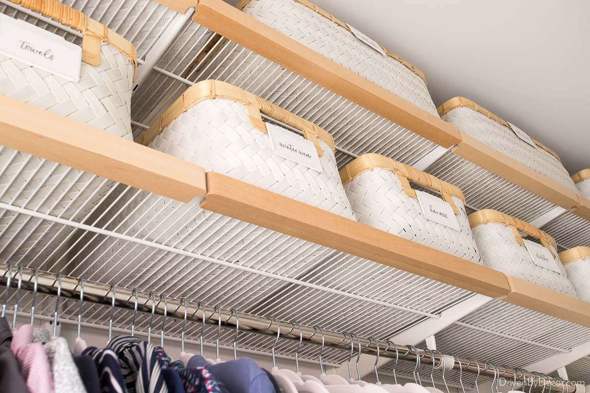 The baskets in our Elfa closet system