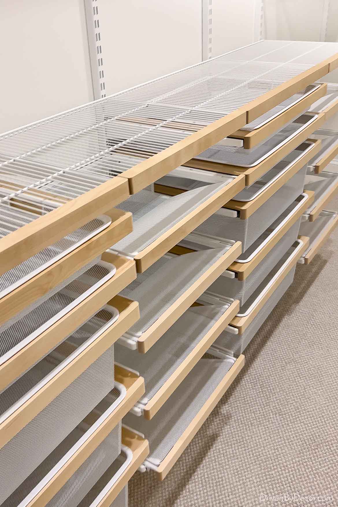 The drawers in our new Elfa closet system