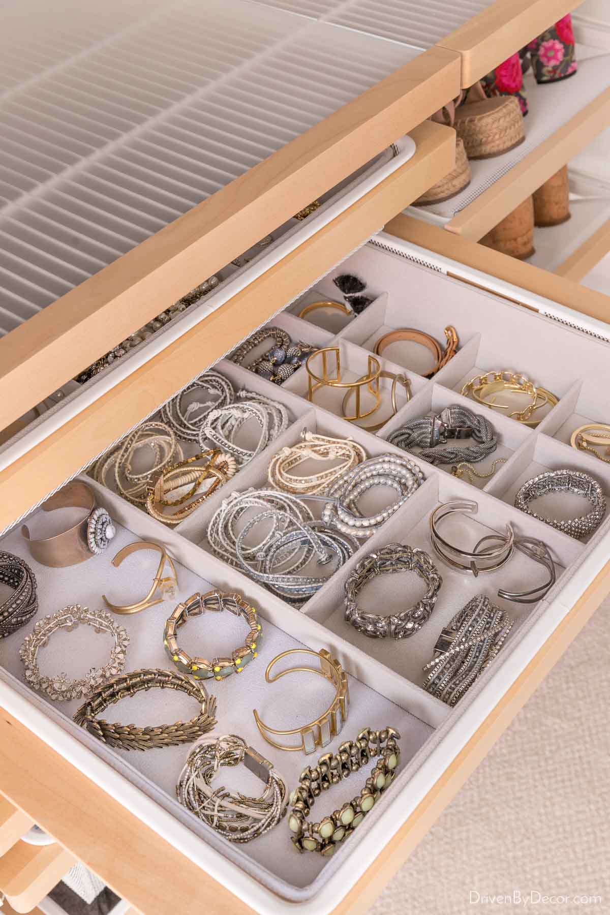 The jewelry organizer in our Elfa closet system